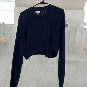Danielle Bernstein cropped mock neck cable sweater